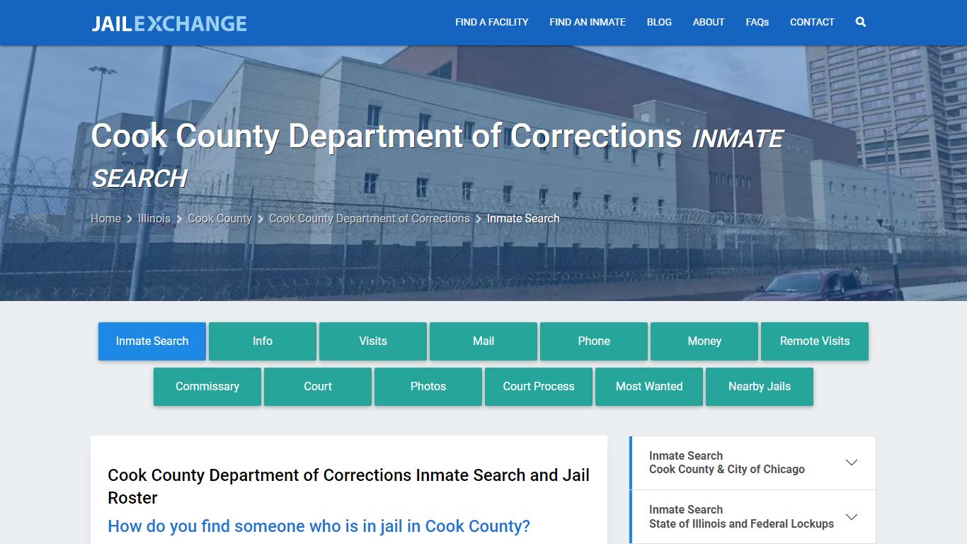 Cook County Department of Corrections Inmate Search - Jail Exchange